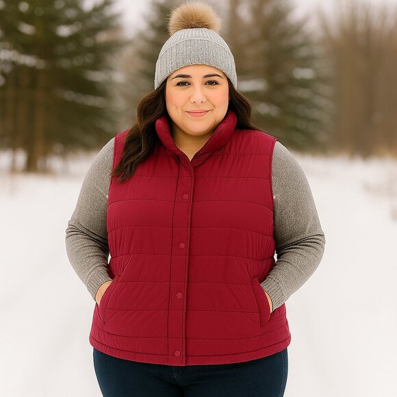 Lands' End Goosedown Feathers Insulated Puffer Vest Cranberry Plus Size 18-20 - Picture 1 of 11
